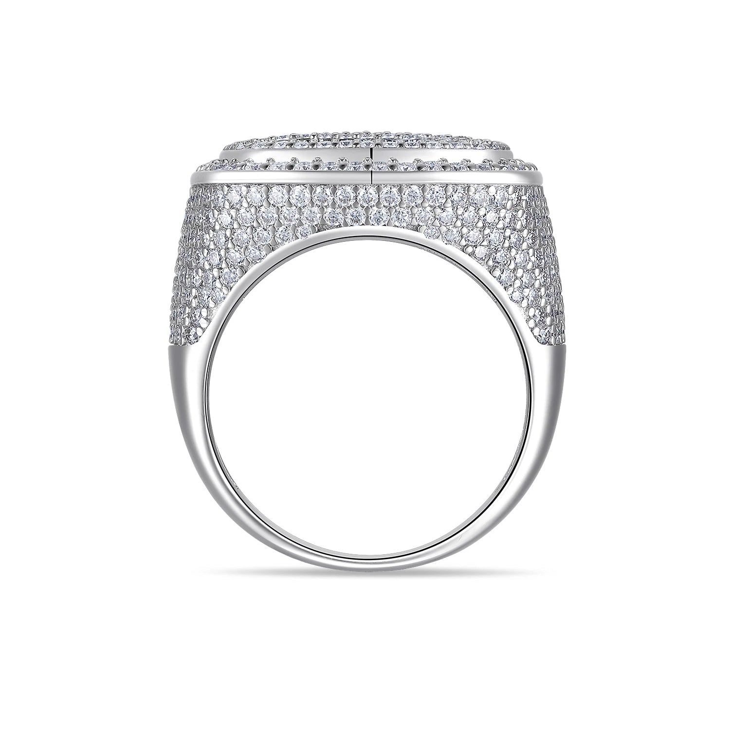 JIUZUAN Moissanite Ring 925 sterling silver 18K gold plated Elegant pave design Suitable for men GRA certificate included. - Uknowucme