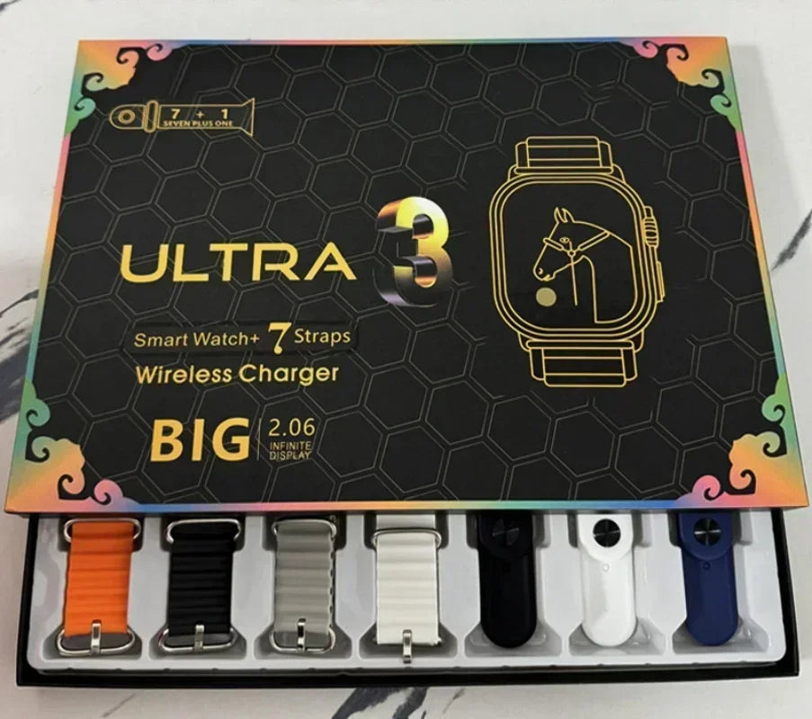 7 Watch Straps New Watch10 Ultra 3 Smartwatch 2.2HD Amoled Circular Screen ECG Monitoring Reloj Inteligente Wristwatch - Uknowucme