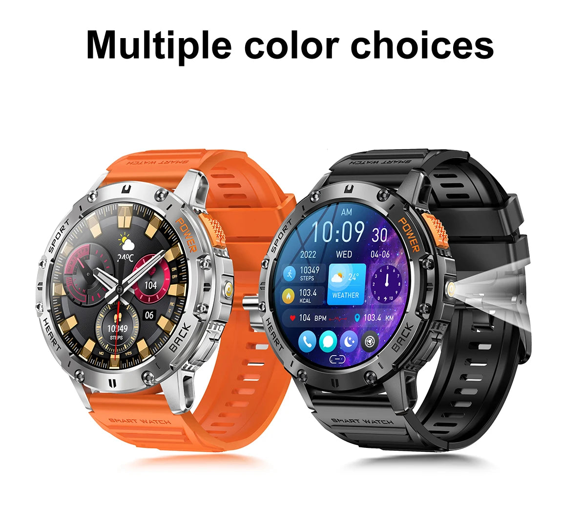 For Android ios New AMOLED Smart Watch Men with Flashlight Sports Waterproof Fitness Tracker Bluetooth Call Smartwatch Man+Box - Uknowucme