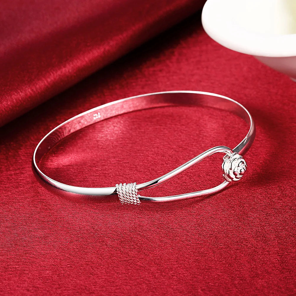 Fine 925 Sterling Silver Charms Necklace Earring Bangle Jewelry for Lady Girl Women Retro Set Wedding Gift TRENDY - Uknowucme