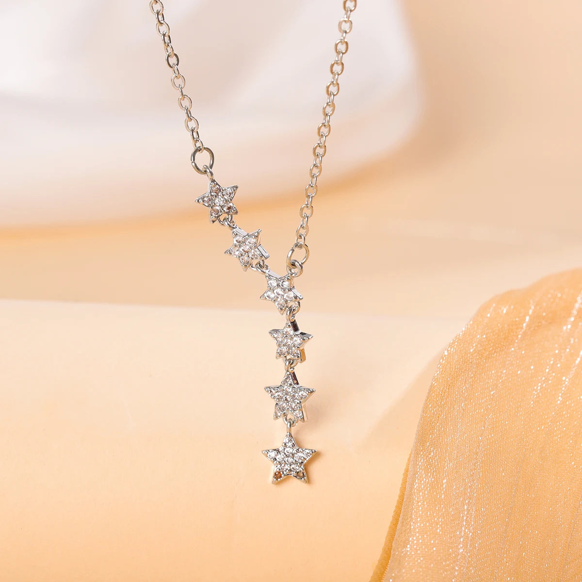 Fashion Pentagram Star 925 Sterling Silver Crystal Clavicle Chain Necklaces  XL065 - Uknowucme