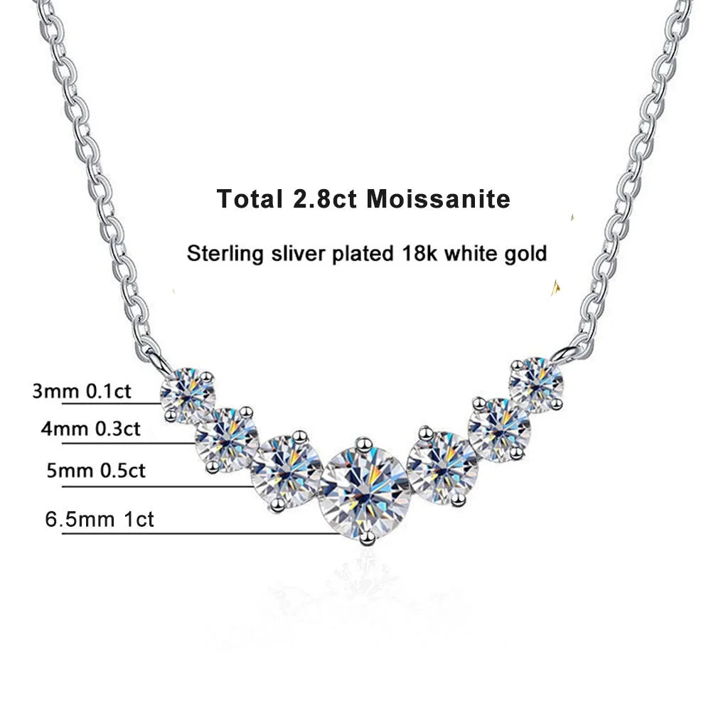 Moissanite Necklace For Woman Wedding Fine Jewely With Certificates 925 Sterling Sliver Plated 18k White Gold Necklace - Uknowucme