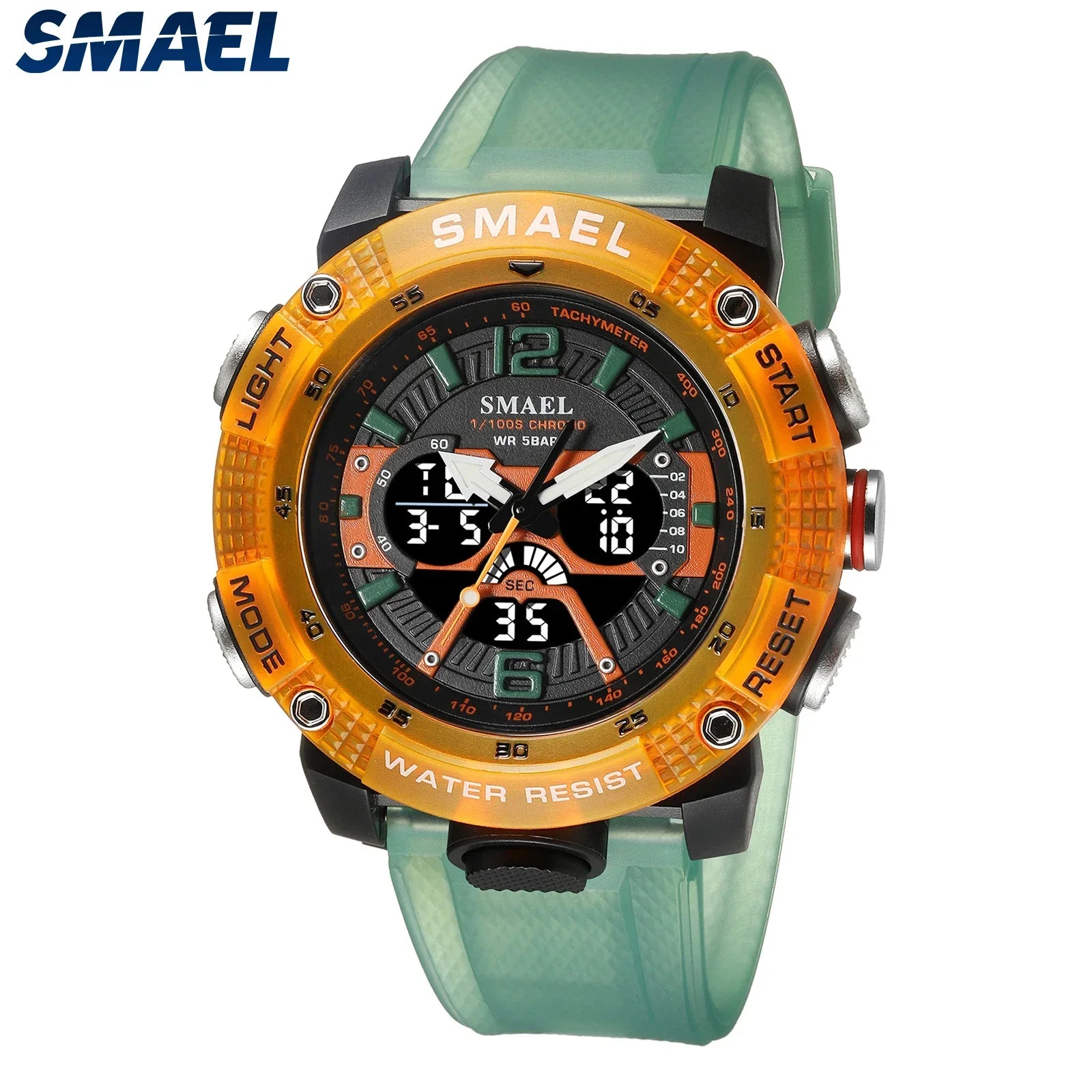 SMAEL 8058 Waterproof  Male Clock Digital LED Display Quartz Analog Stopwatch Fashion Clock  Men Watch Sport Watches - Uknowucme