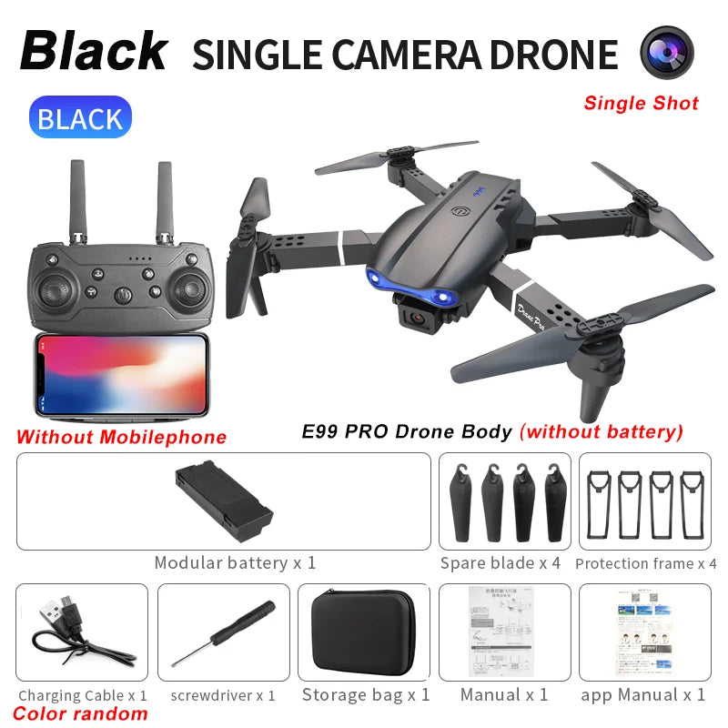 2024 E99Pro RC Drone 4K Professinal With 1080P Wide Angle HD Camera Foldable Helicopter WIFI FPV Height Hold Gift Toy - Uknowucme