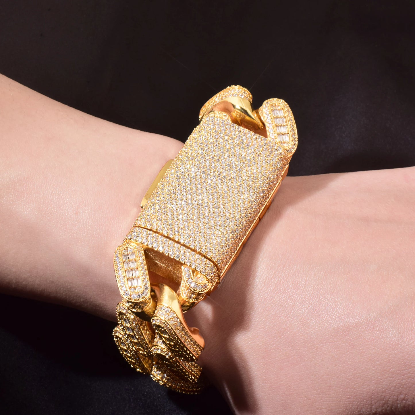 CUC 28mm Big Hip Hop Bracelet for Men's Thick Heavy Miami Baugette Zircon Cuban Chain Gold Silver Color Link Rock Jewelry - Uknowucme