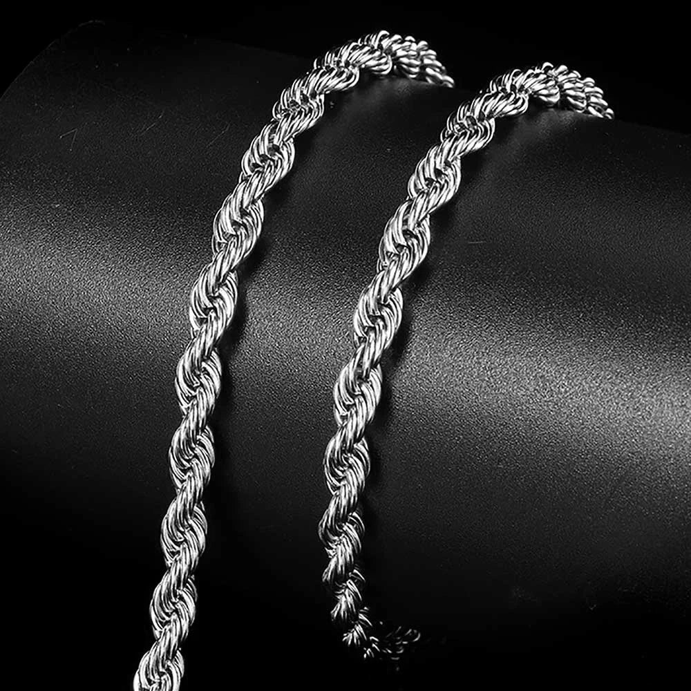 New Style 6mm Iced Out Clasp Rope Chain Stainless Steel Twist Rope Chain Necklace Jewelry For Women Drop Shipping - Uknowucme