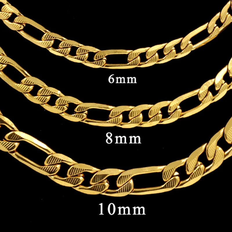 LUXUSTEEL Men's Figaro NK Chain Necklace 6/8/10MM Stainless Steel Golden Mixed Silver Color Curb Link For Women Jewelry Gift - Uknowucme
