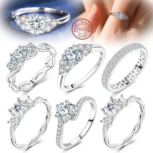Moissanite Ring Real 925 Sterling Silver Simple Sparkling Shiny Oval Stone Ring For Women Engagement Wedding Luxury Fine Jewelry - Uknowucme