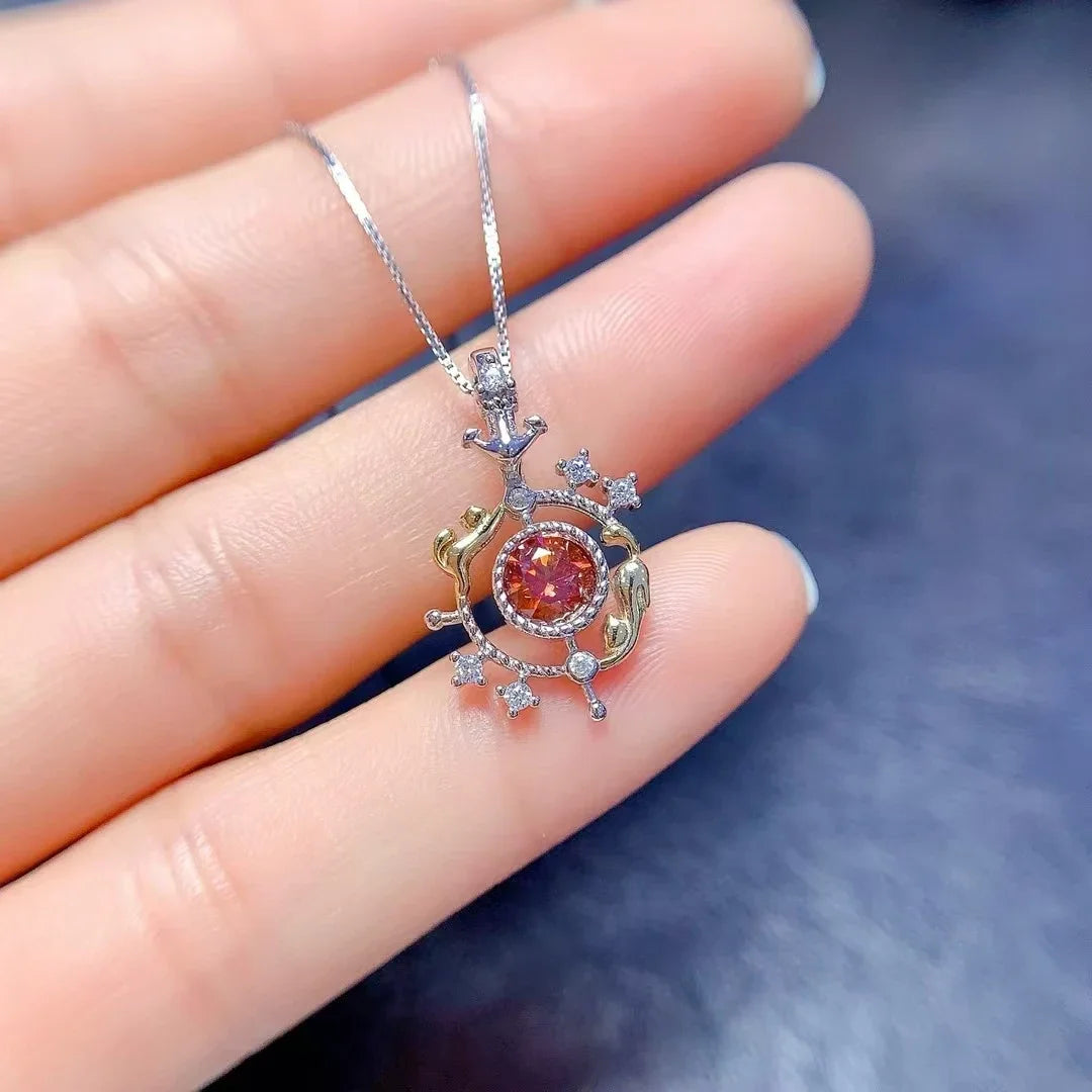 Multi-color Moissanite 925 Silver Pendant 5mm VVS Grade Moissanite Necklace Pendant 18K Gold Plated Gemstone Jewelry - Uknowucme