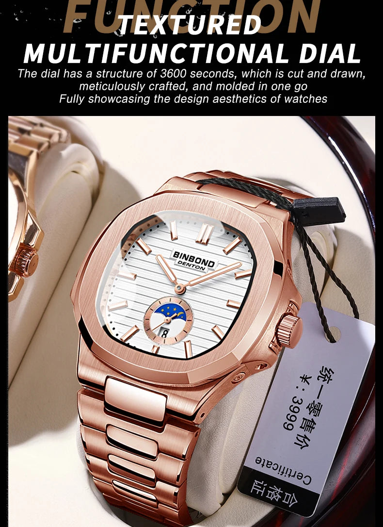 BINBOND Luxury Men Wristwatch Business Waterproof Luminous Date Man Watch Stainless Steel Men's Quartz Watches Relogio Masculino - Uknowucme