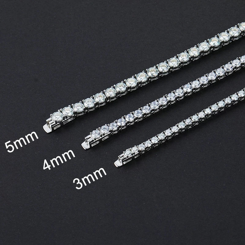 Real Moissanite Tennis Necklace Bracelet For Women Men 925 Sterling Silver 3/4/5mm Full Diamonds With GRA Hiphop Party Jewelry - Uknowucme