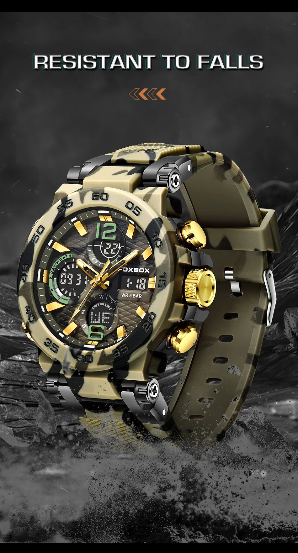 FOXBOX Military Digital Watch for Men Camouflage Waterproof Wristwatch Mens Shockproof Sport Quartz Tactical Clock Montre Homme - Uknowucme
