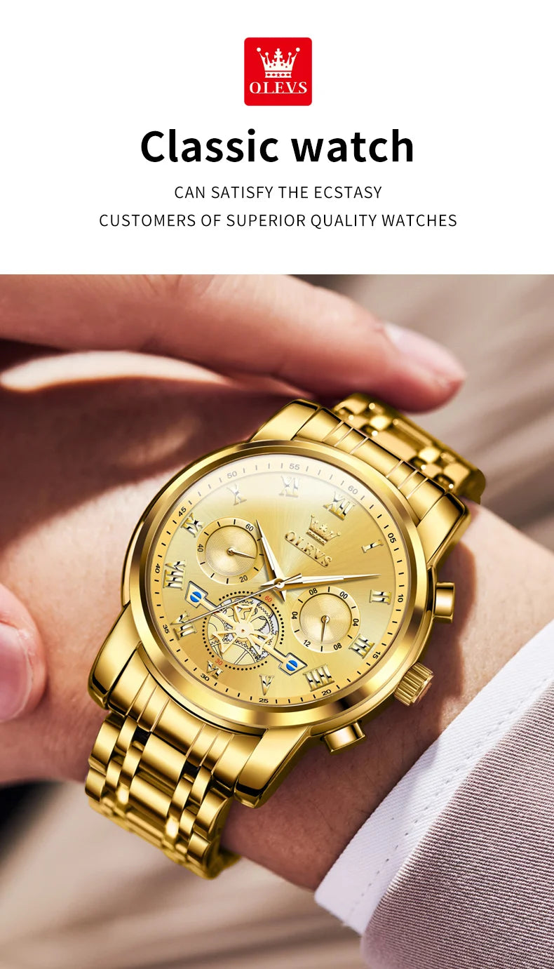 OLEVS 2859  Men's Quartz Watch With Steel Band Timing Function - Uknowucme