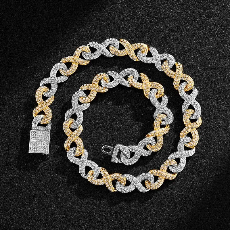 2023 New High Quality 15mm Iced Out Bling Micro Paved Cz Symbol Cuban Link Chain Choker Necklace Hip Hop Jewelry  For Boy Men - Uknowucme