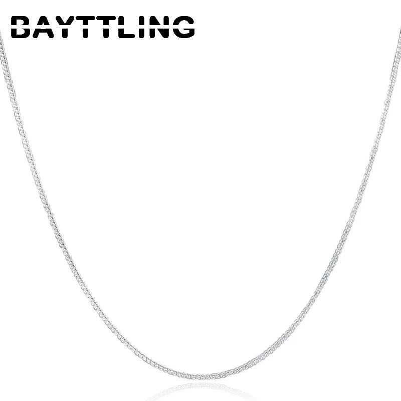 925 Sterling Silver 2MM 40-75cm Side Chain Necklace Men Women Charm Wedding Party Gift Jewelry Christmas Accessories - Uknowucme