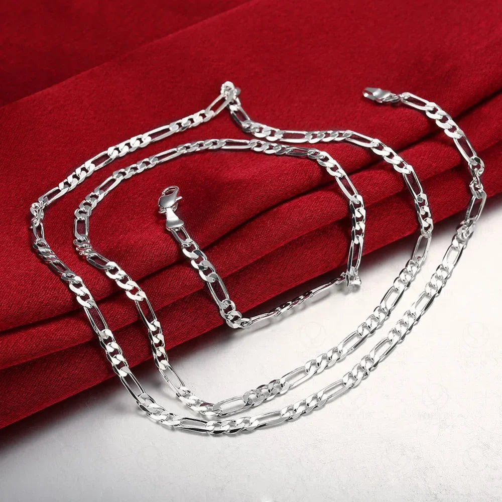 40-75cm 925 Silver 4mm Figaro Chain Necklace For Women Men Long Necklace Hip Hop Jewelry Gift - Uknowucme