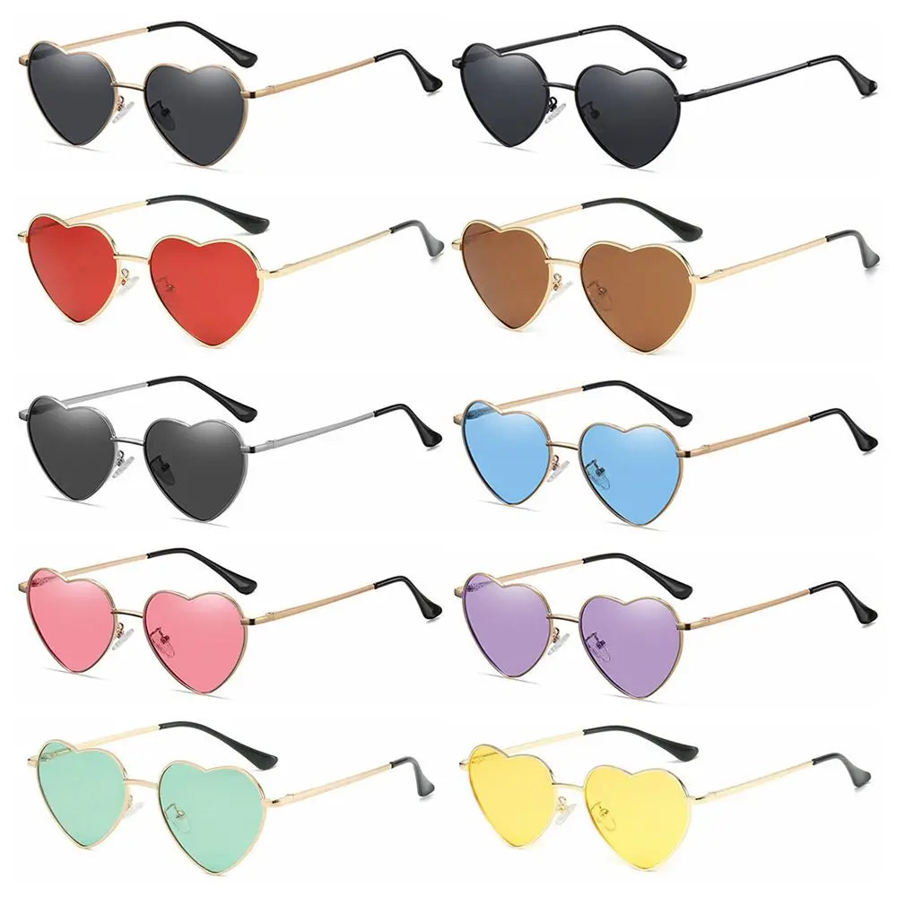 Heart-Shaped Sunglasses Heart Sun Glasses Shades Vintage 90s Glasses UV400 Protection Metal Frame Sunglasses Fancy Accessories - Uknowucme