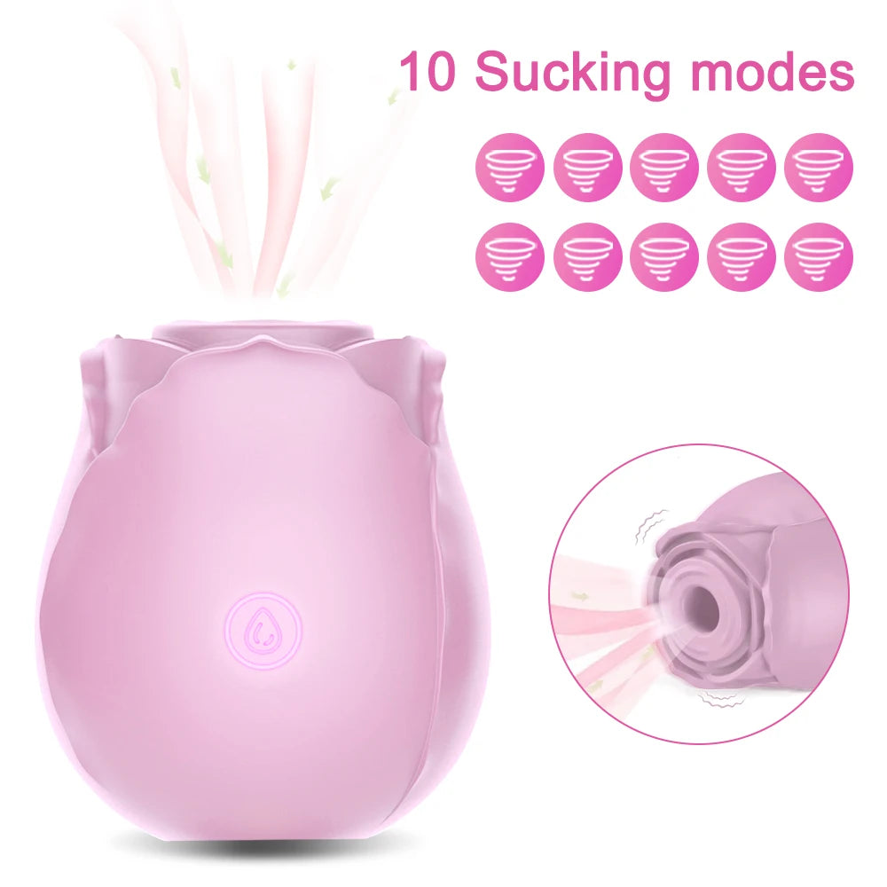 Rose Sucking Vibrator Women Masturbator Nipple Penetration Vagina Vibrator Sucker Dildo Masturbators 2 in 1 Sexy Shop Products