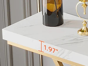 59 inch Gold Console Table, Modern Entryway Table with Grid-Shaped Metal Base for Entrance, Hallway, Entryway, Living Room - Uknowucme