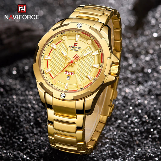 NAVIFORCE Men Luxury Wrist Watch Waterproof Business Male Watches Stainless Steel Casual Quartz Calendar Clock Relogio Masculino - Uknowucme