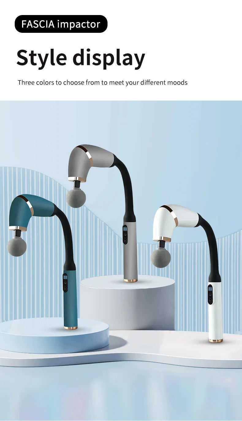 Massage Gun with Upgraded Extended Handle U-Shaped Back Massager Deep Tissue with 4 Massage Heads Fascia Gun Muscle Relaxation