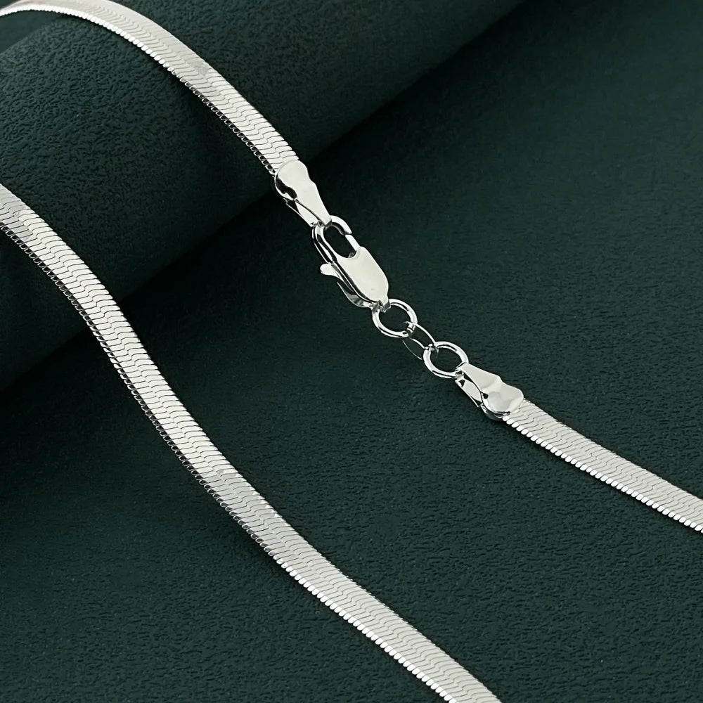 Original 925 Sterling Silver fine 4MM Blade Chain Necklace for Women Men Luxury wedding party Jewelry Holiday gifts - Uknowucme