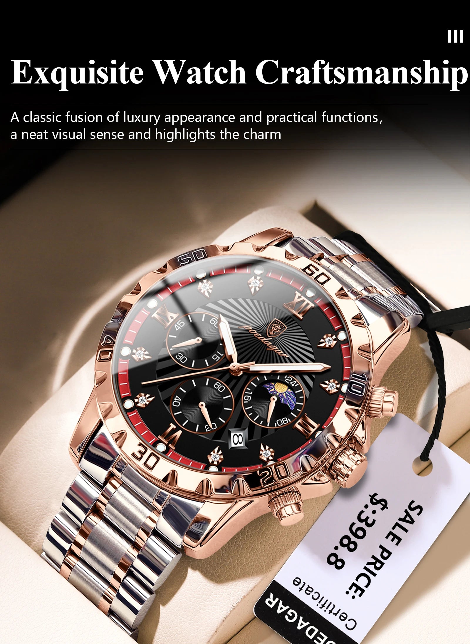 POEDAGAR Top Fashion Watches For Men Chronograph Date Stainless Steel Man Watch Waterproof Luminous Luxury Quartz Men Wristwatch - Uknowucme