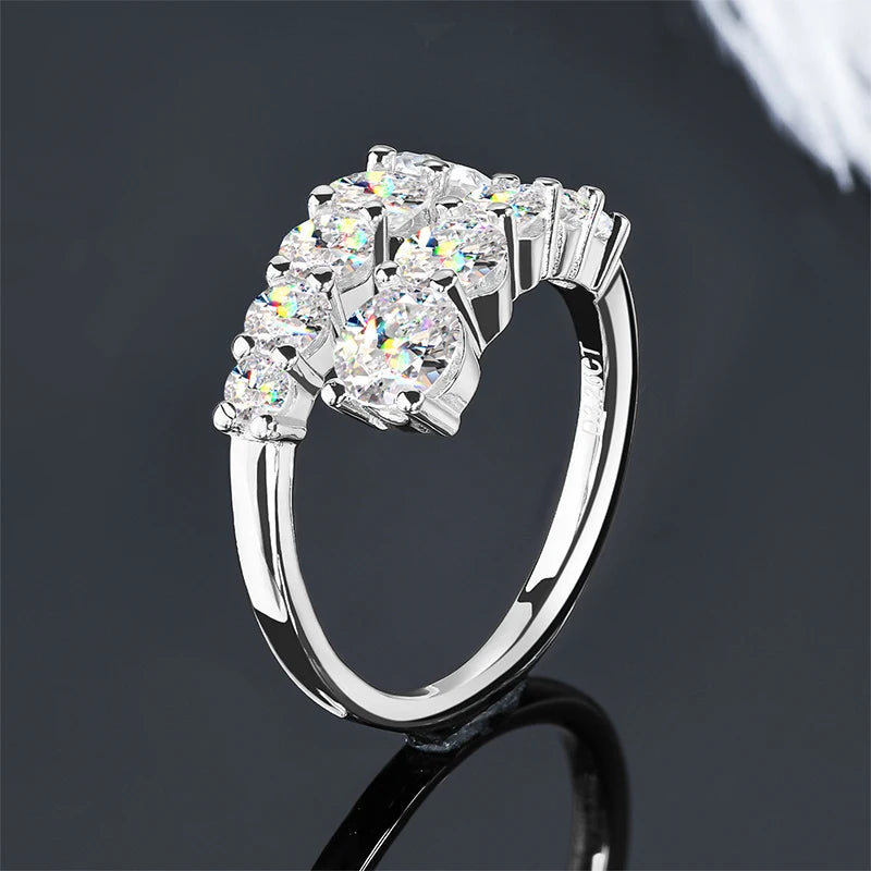 10 Stones All Moissanite Bridal Rings Open Ring 925 Silver with Certificate Woman Engagement Wedding Jewelry Anillos Original - Uknowucme