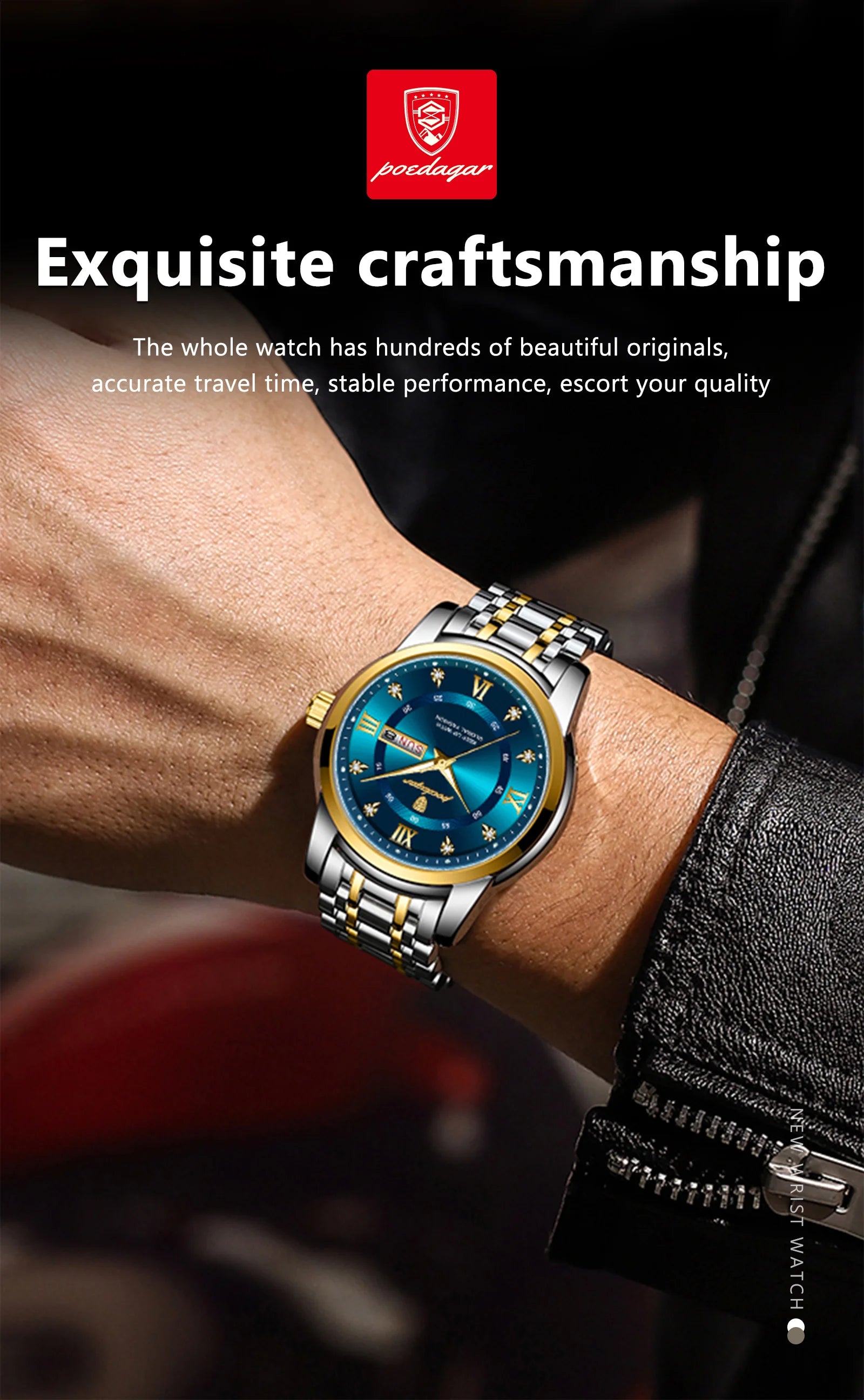 POEDAGAR Luxury Trendy Watch for Men Waterproof Luminous Date Week Man Watch Business Quartz Stainless Steel Men's Watches Reloj - Uknowucme