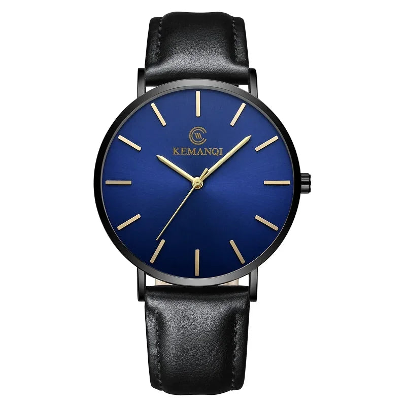 Fashion Ultra Thin Men's Quartz Wristwatch Minimalist Style Mens Watch Leather Band Business Casual Male Clock relogio masculino - Uknowucme