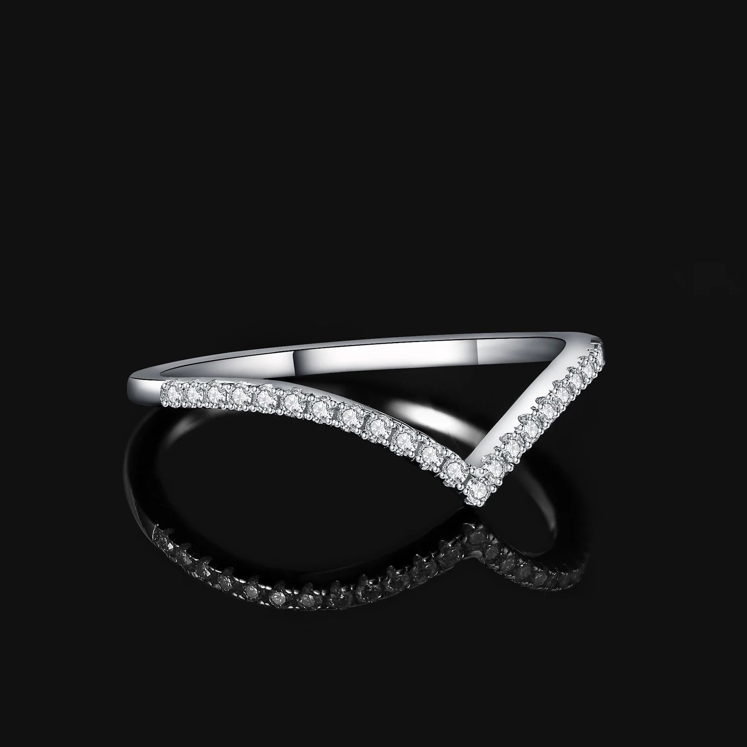 JewelryPalace Moissanite D Color Round Cut 925 Sterling Silver V Shape Stackable Wedding Ring for Woman Yellow Rose Gold Plated - Uknowucme