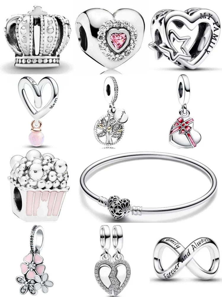 2025 New Hot Selling 925 Silver Heart Shaped Bead Bracelet Suitable for European Women's Exquisite Charm Jewelry - Uknowucme