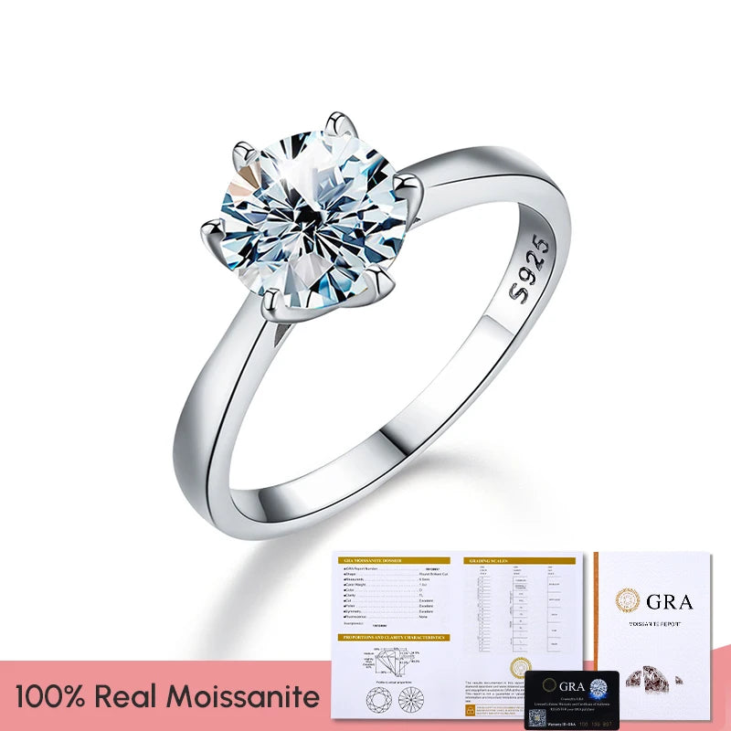 GRA 0.5ct 1ct Real Moissanite Ring Engagement Wedding Diamond Rings for Women 925 Sterling Silver Luxury Quality Fine  Jewelry - Uknowucme