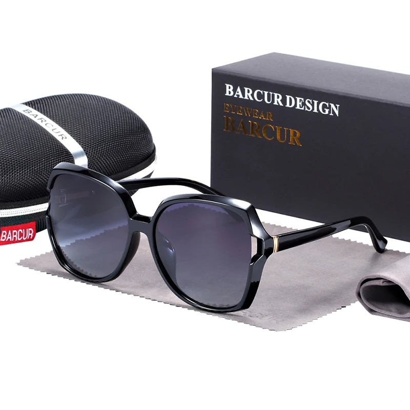 BARCUR Brand Oversize TR90 Sunglasses Women Polarized Sunglasses Ladies Shades With Gradient Lens UV400 Protection - Uknowucme