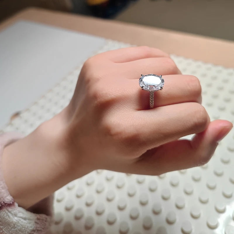 Moissanite Ring 100% Real 925 Sterling Silver Diamond Party Wedding Band Rings for Women Bridal Engagement Jewelry GRA Certified - Uknowucme