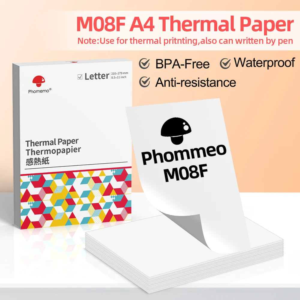 Phomemo A4 Paper Thermal Paper Multipurpose Printing Paper Compatible for Phomemo M08F and Brother PJ762 PJ763MFi - Uknowucme