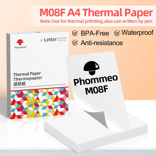 Phomemo A4 Paper Thermal Paper Multipurpose Printing Paper Compatible for Phomemo M08F and Brother PJ762 PJ763MFi - Uknowucme
