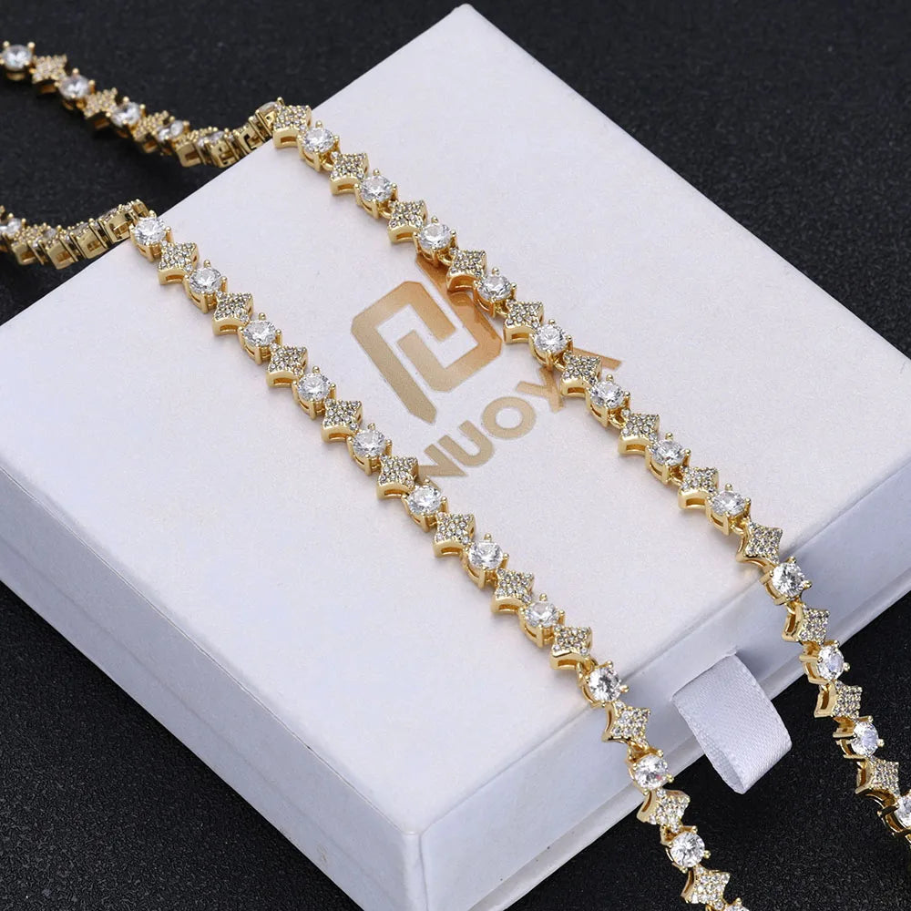 ESKEEM Custom Black White Moissanite Star Tennis Chain Exquisite Party Wedding Gift Bling Iced VVS 925 Silver Tennis Necklace - Uknowucme
