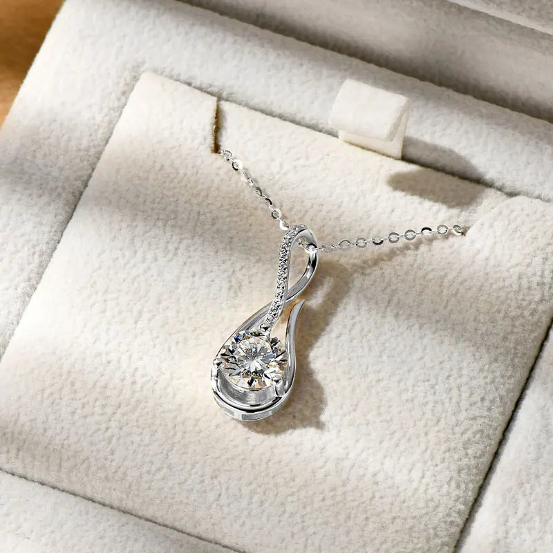 Anziw 7x10mm 2ct Pear Cut Moissanite Infinity Pendant Necklace for Women 925 Sterling Silver Adjustable Chain Fine Jewelry Gift - Uknowucme