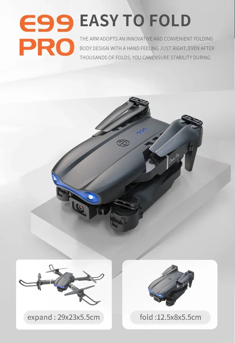 2024 E99Pro RC Drone 4K Professinal With 1080P Wide Angle HD Camera Foldable Helicopter WIFI FPV Height Hold Gift Toy - Uknowucme
