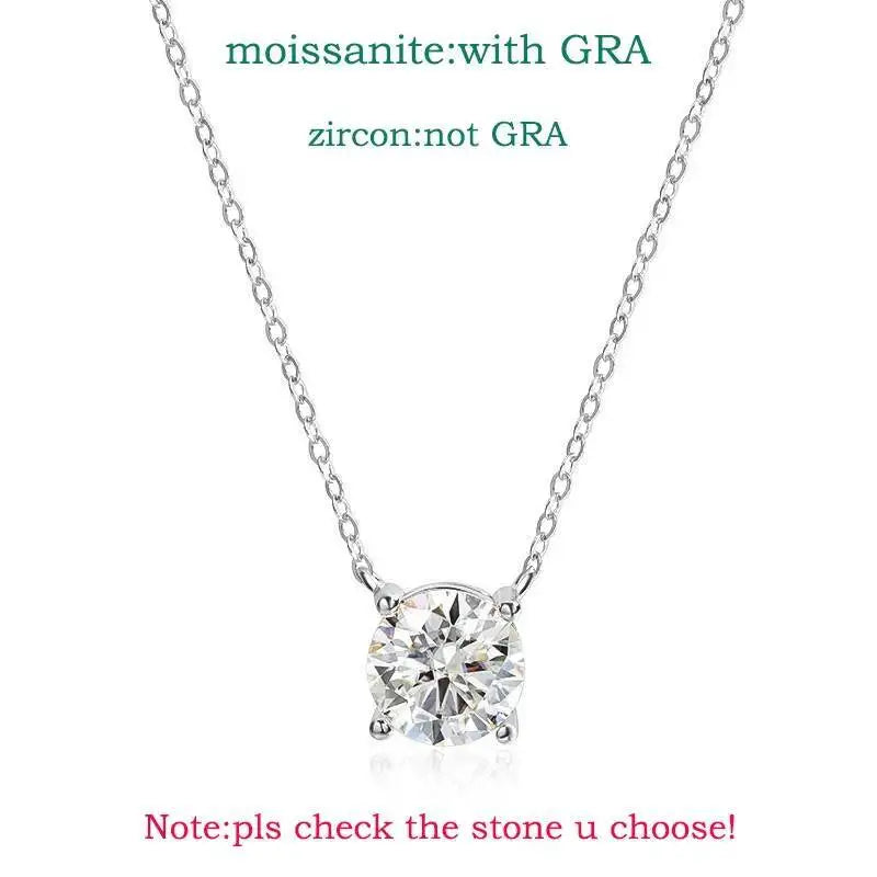 TY 925 Sterling Silver Moissanite Women's Necklace 1-5 Carat Moissanite Three Colors D Color With Certificate Fine Ewelry Gift - Uknowucme