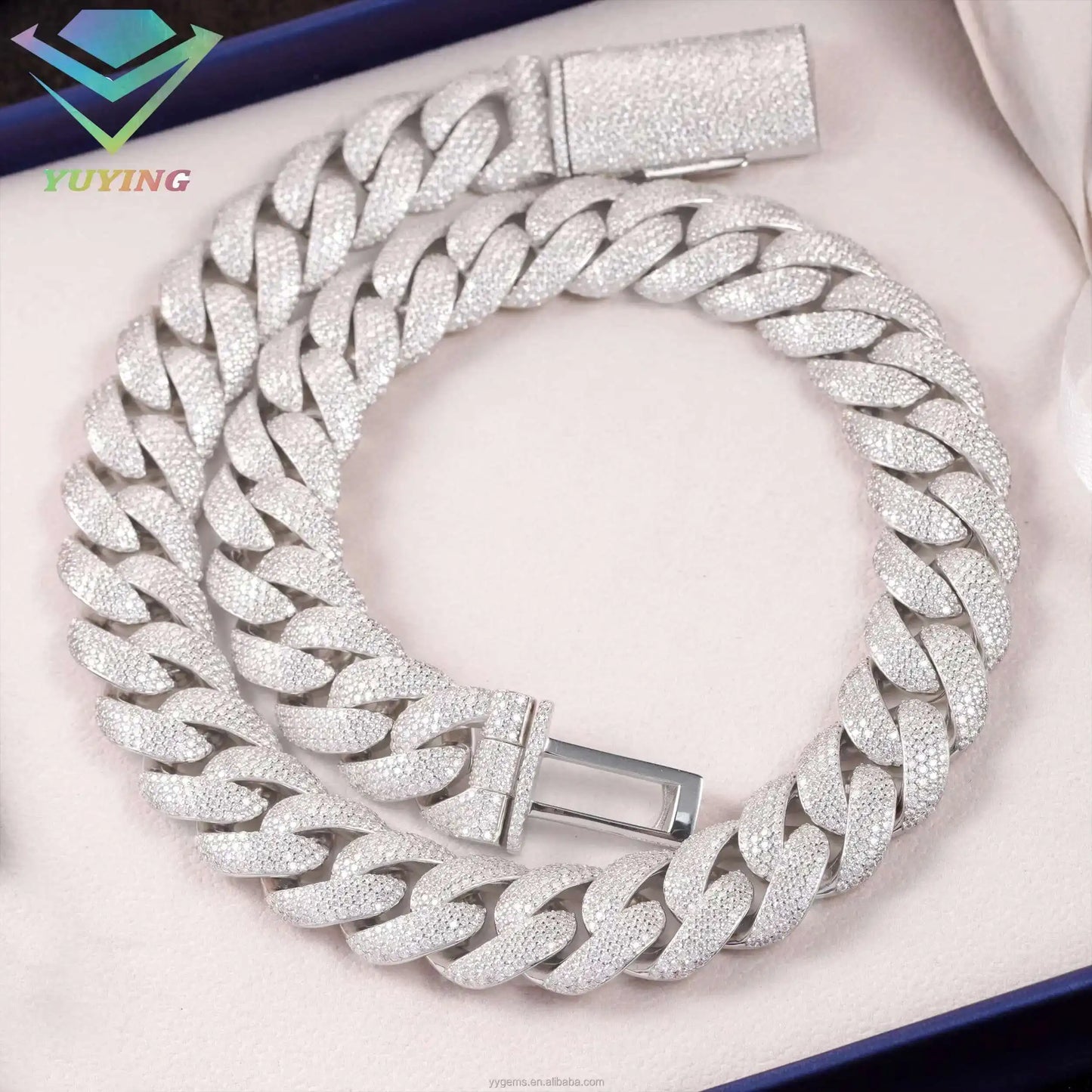 Full Ice Out Mossanite Cuban Chain 6mm 9mm 13mm 2rows 925 Sterling Silver Chain Hip Hop Necklace VVS Moissanite Cuban Link Chain - Uknowucme