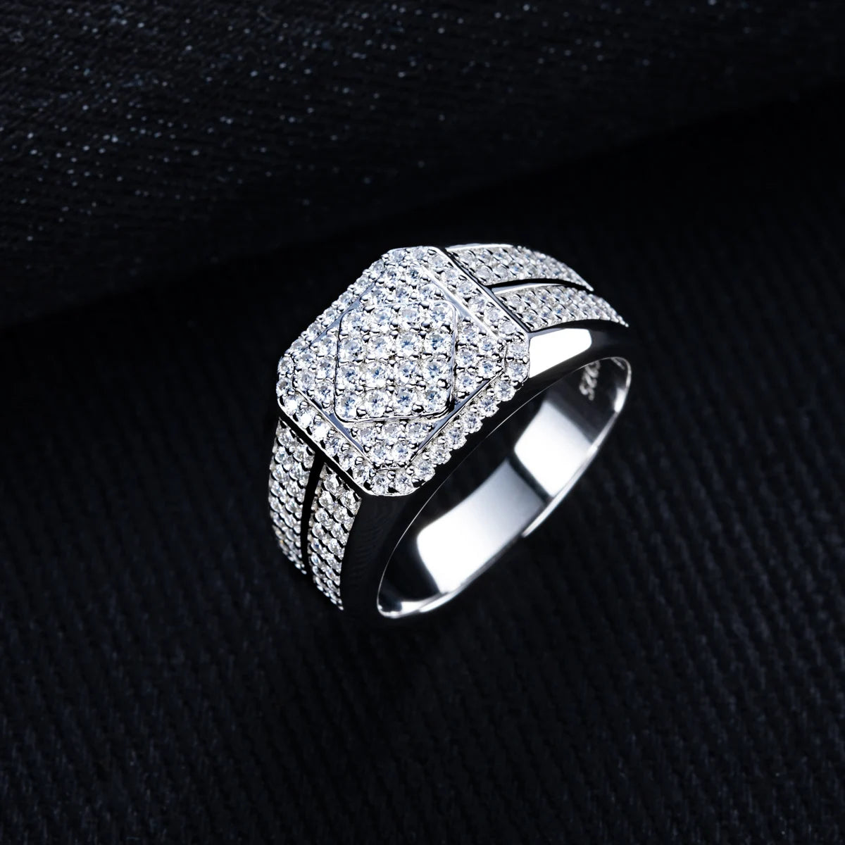 MossanRappr 1.06cttw D Color Moissanite Diamond Men Ring 925 Sterling Silver Gold Plated Luxury Engagement Rings Hip Hop Jewelry - Uknowucme