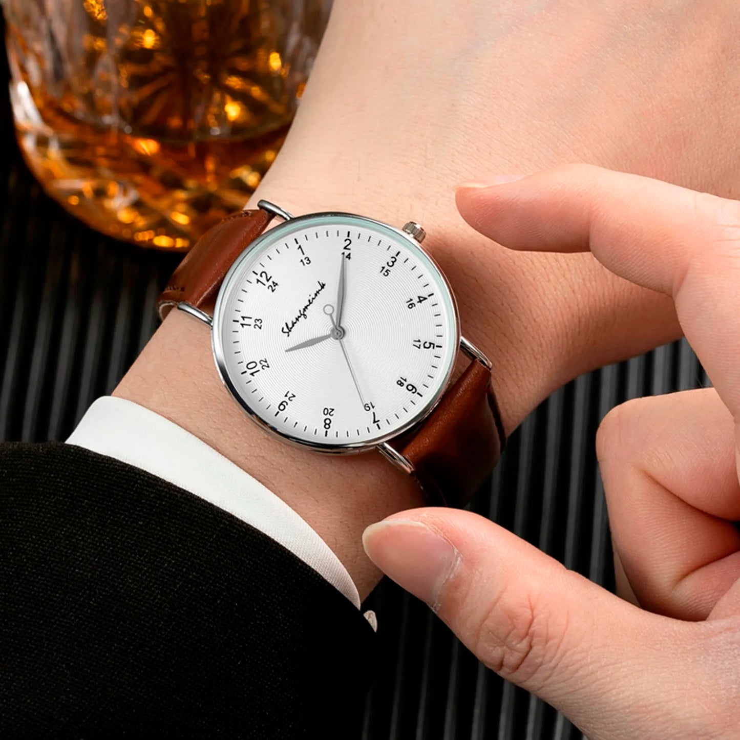 Free Shiping Items Quartz Watches For Men Strapstainless Steel Quartz Watch With Leather Strap Relogio Masculino Reloj Hombre - Uknowucme