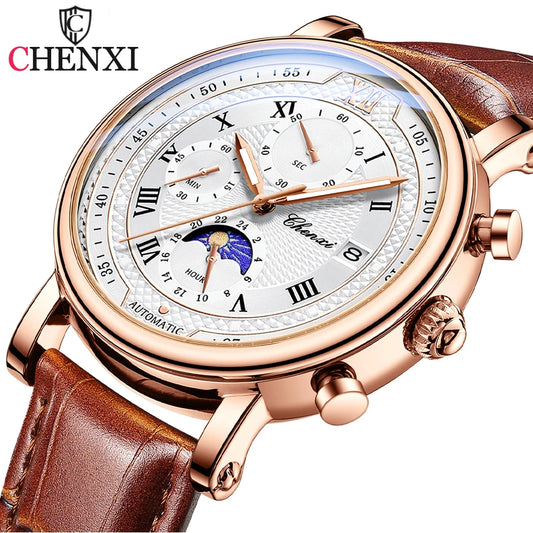CHENXI Men Quartz Watch Luxury Sports Waterproof Chronograph Luminous Date Men’s Wrist Watch Business Leather Watches Clock - Uknowucme