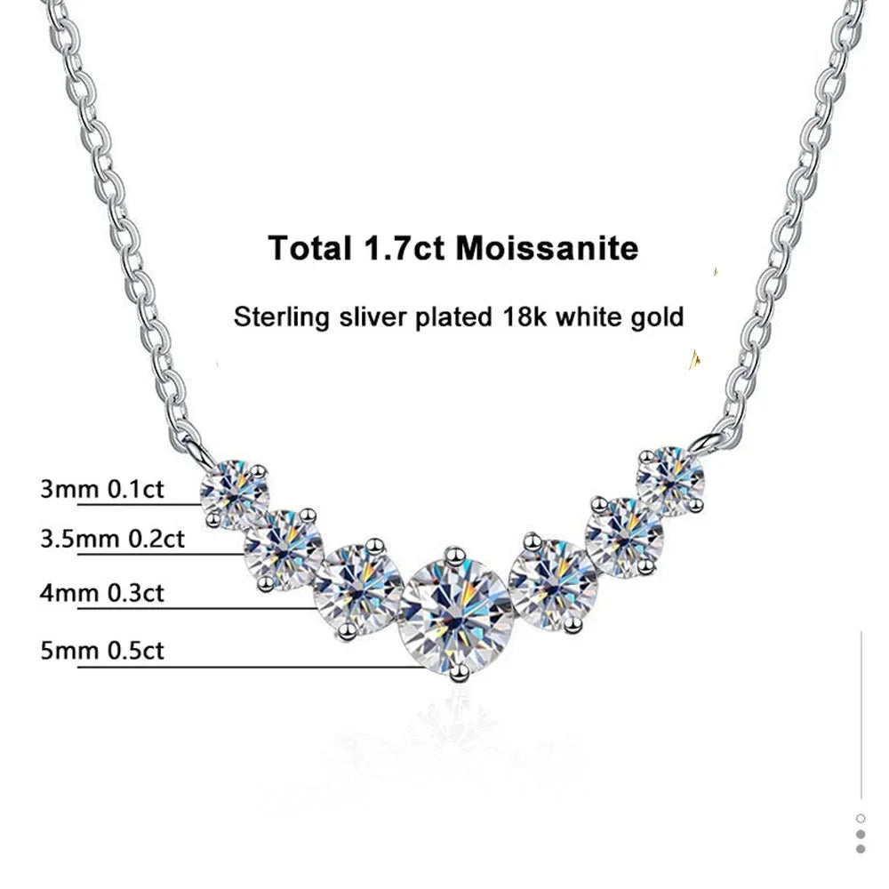 Moissanite Necklace For Woman Wedding Fine Jewely With Certificates 925 Sterling Sliver Plated 18k White Gold Necklace - Uknowucme