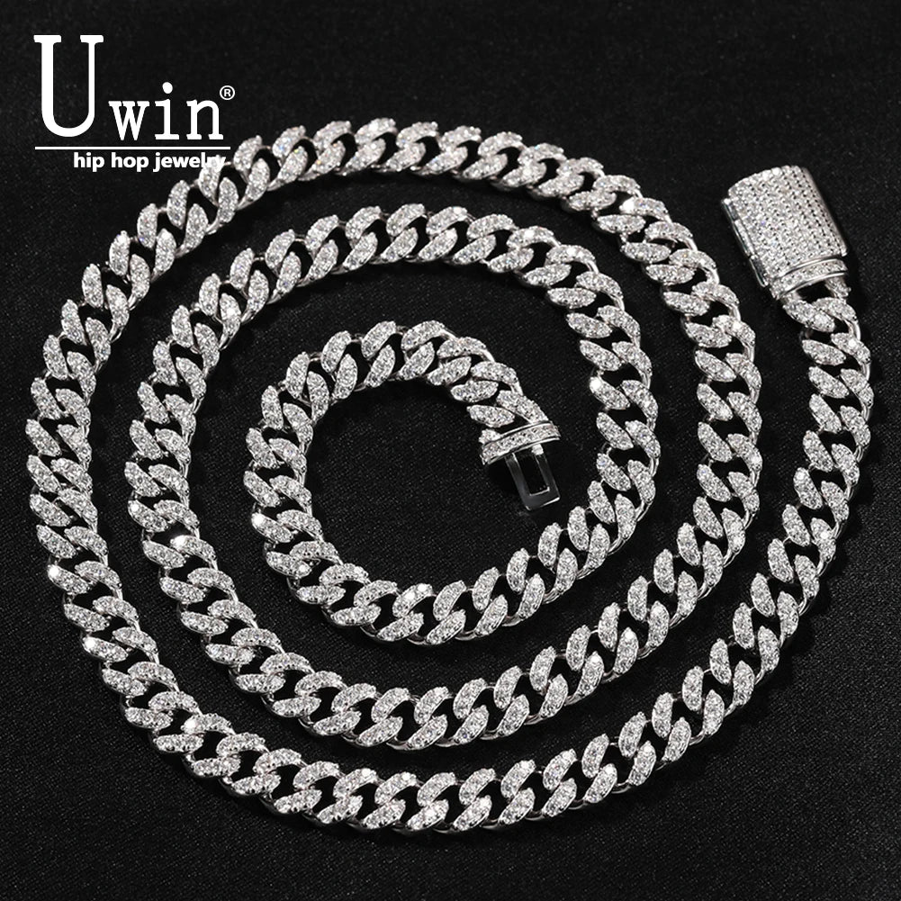 Uwin S925 Moissanite 6mm Cuban Chain Miami Sterling Silver Necklace for Women Bracelets Diamond Tester High Quality Fine Jewelry - Uknowucme