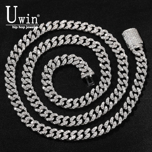 Uwin S925 Moissanite 6mm Cuban Chain Miami Sterling Silver Necklace for Women Bracelets Diamond Tester High Quality Fine Jewelry - Uknowucme
