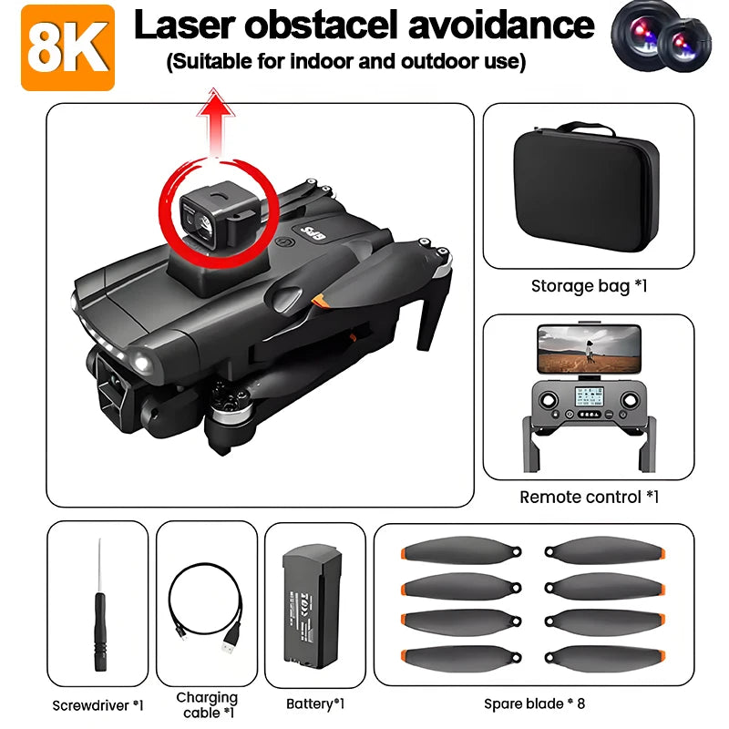 Drone 8K V198 Profesional HD Camera For Xiaomi ESC Brushless Obstacle Avoidance Aerial Optical Foldable Quadcopter Mini Drone - Uknowucme