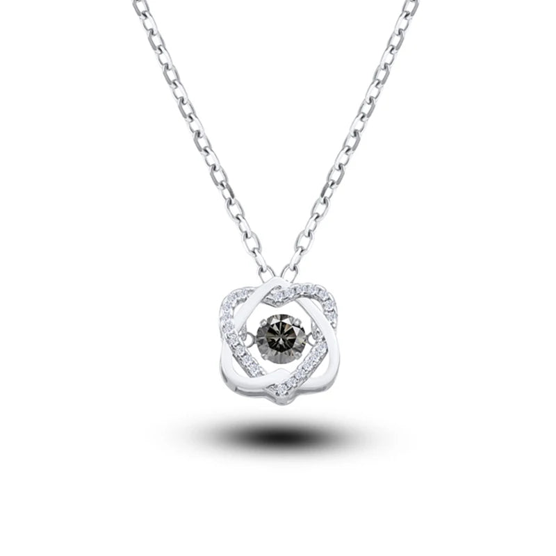 Moissanite Necklace For Women 100% Sterling S925 Silver With White Gold Plated Lab Diamond Jewelry Wedding Pendant with O-chain - Uknowucme